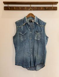 Wrangler Studded Lightweight Vest, Denim