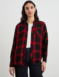 Hunter Plaid Flannel, Diffused Cardinal Black