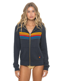 5 Stripe Zip Hoodie, Charcoal Multi