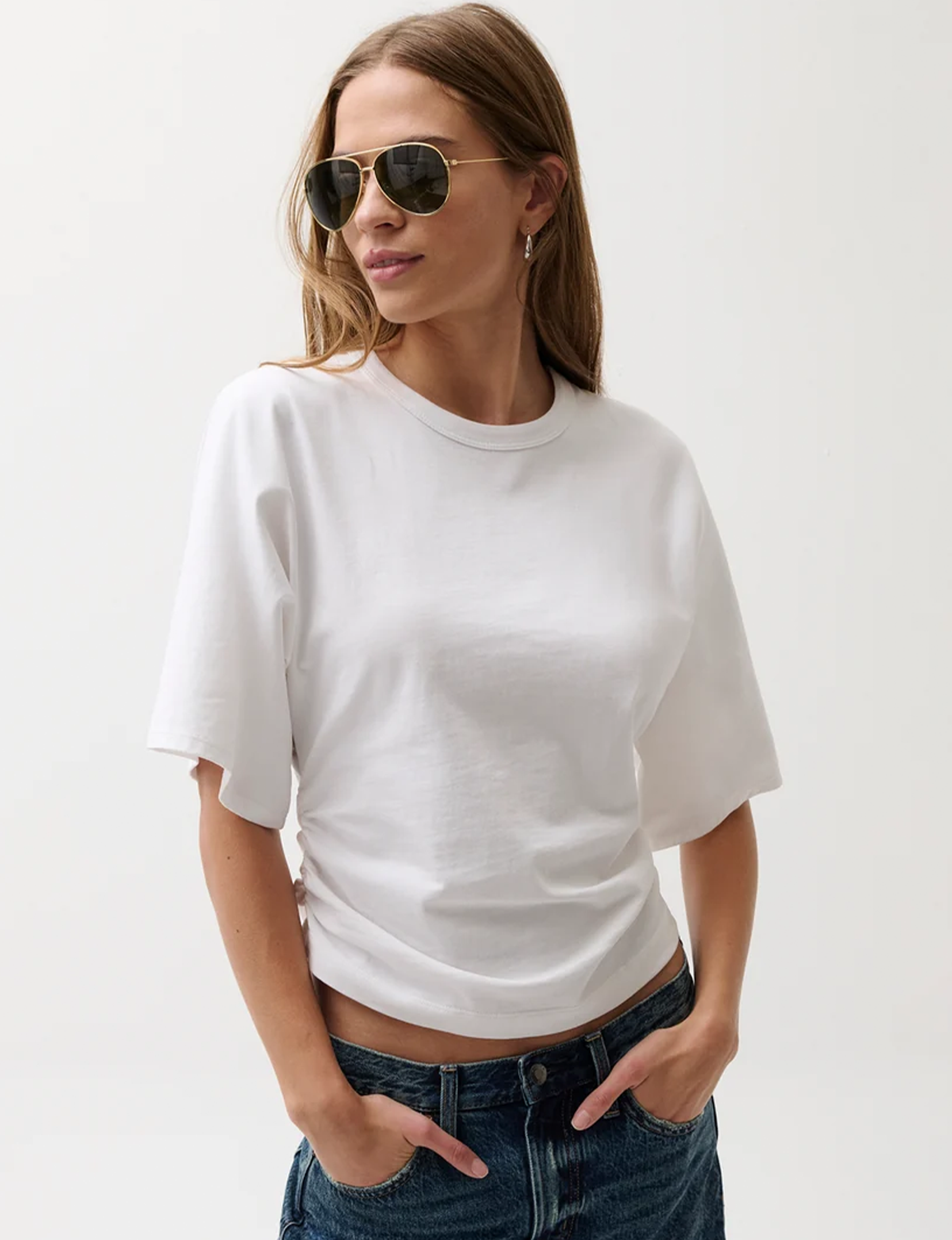 Veronica Kimono Fitted Tee, Le Blanc
