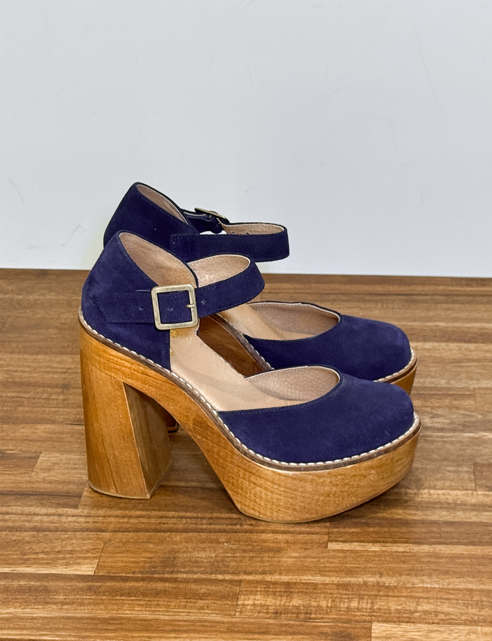 Free Bird Poppy Platform Clogs, Blue Suede