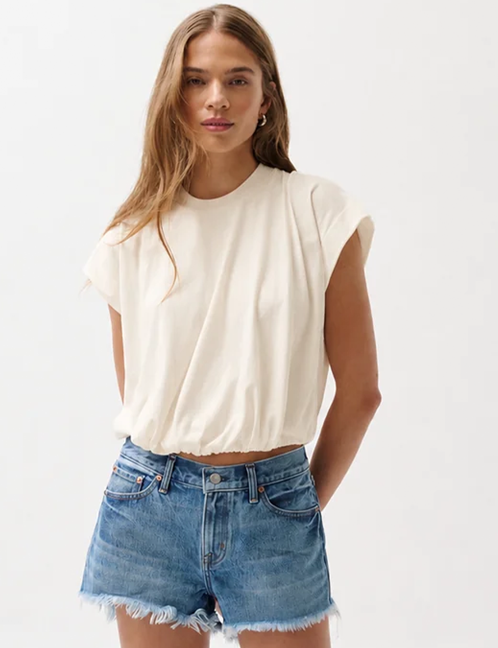 Millie Bubble Tee, Soft White