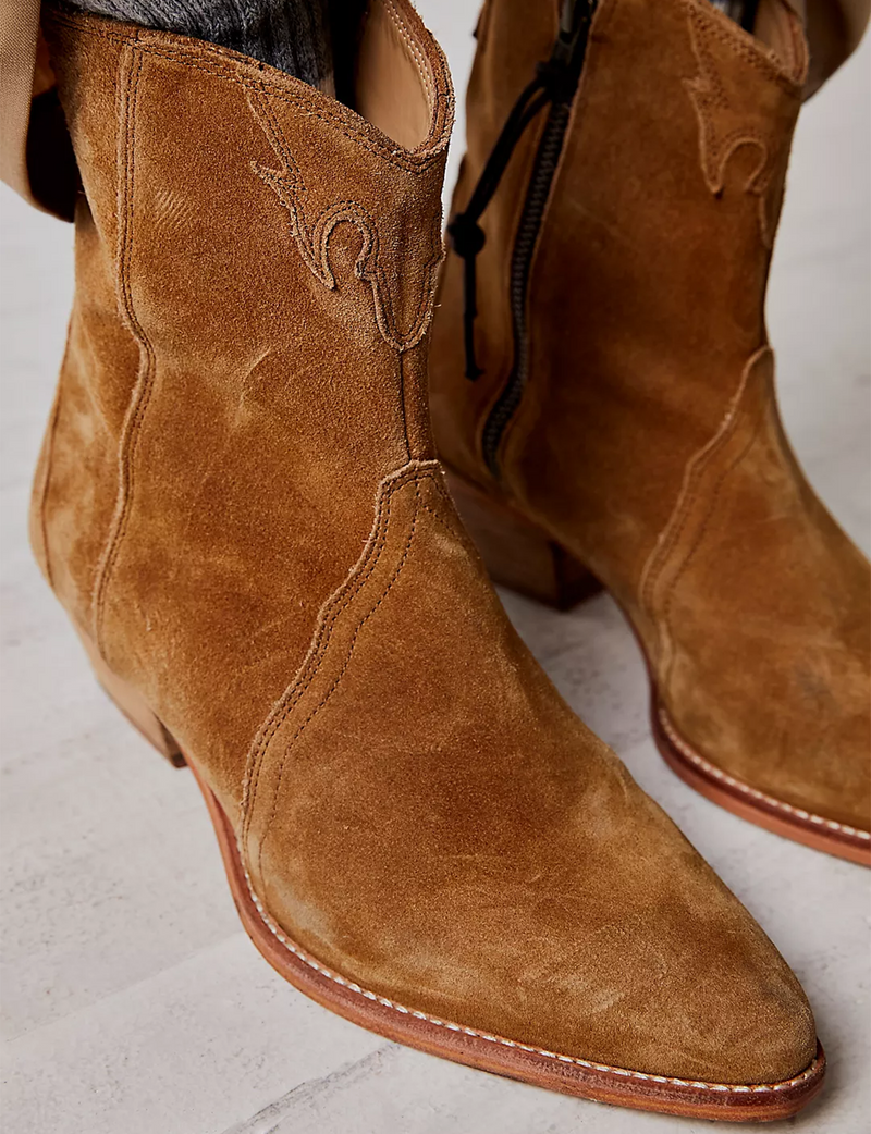 New Frontier Western Boot, Camel Suede