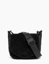 All For Love Saddle Crossbody, Black Suede