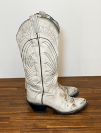 Tony Lama Style 7219 Cowboy Boots, Distressed White