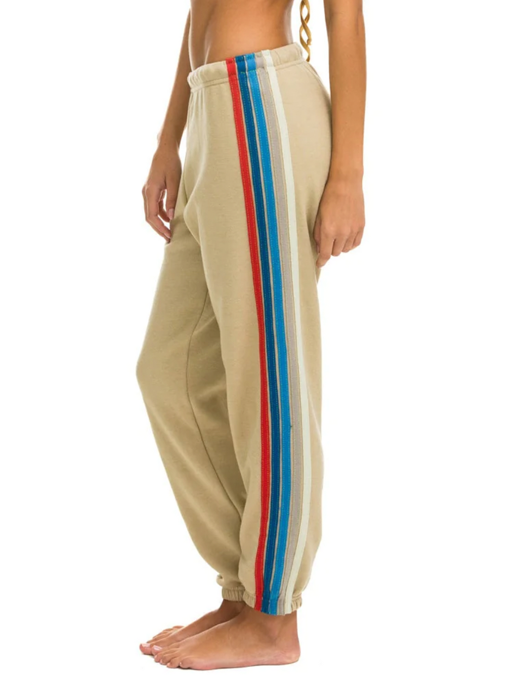 USA 5 Stripe Womens Sweatpants, Sand/USA