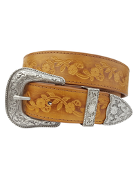 Silver Buckle Vintage Belt, Tan