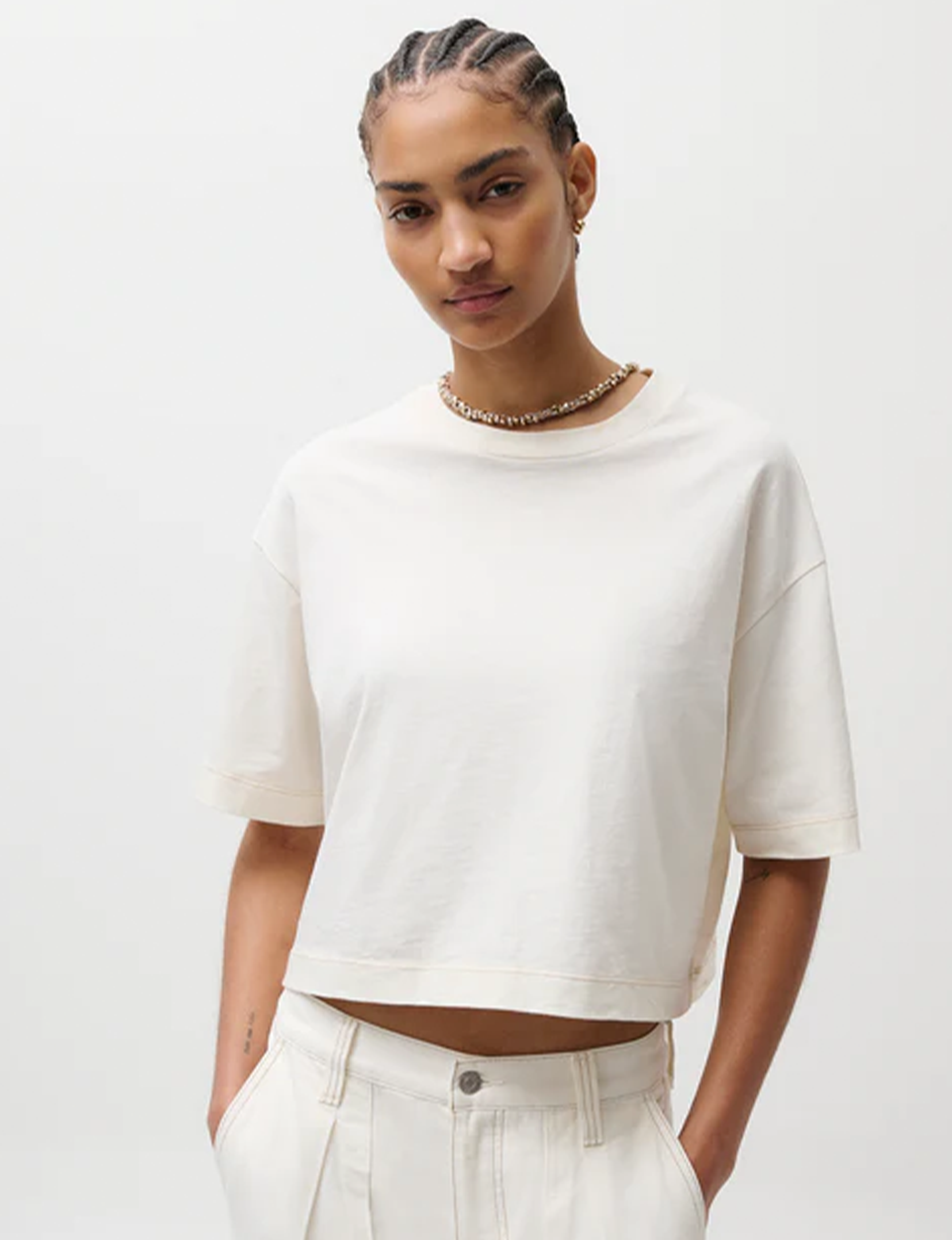 Mae Cropped Tee, Soft White