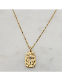 Hammered Pendant Cross Necklace, Gold