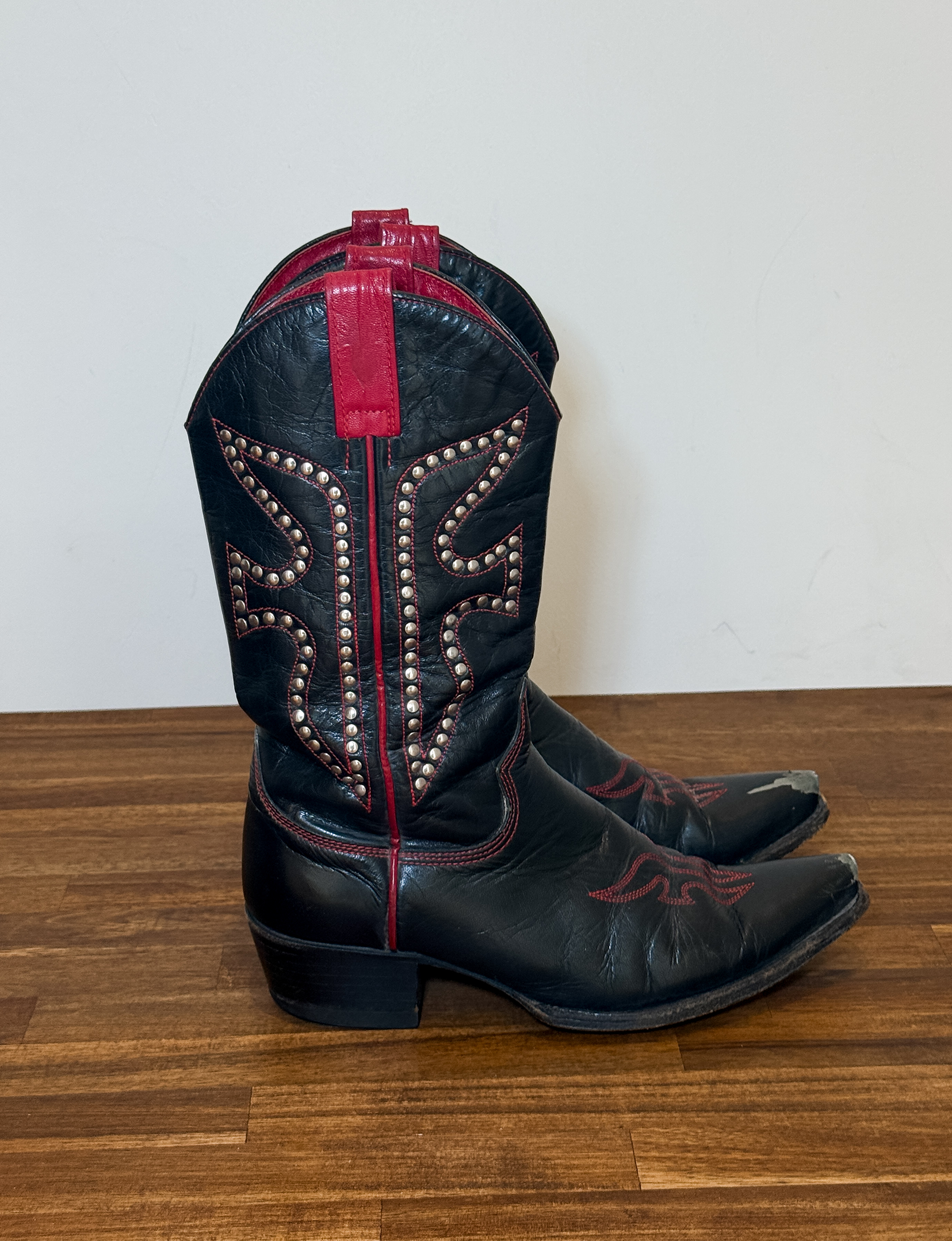 Frye Vintage Studded Cowboy Boot, Red/Black