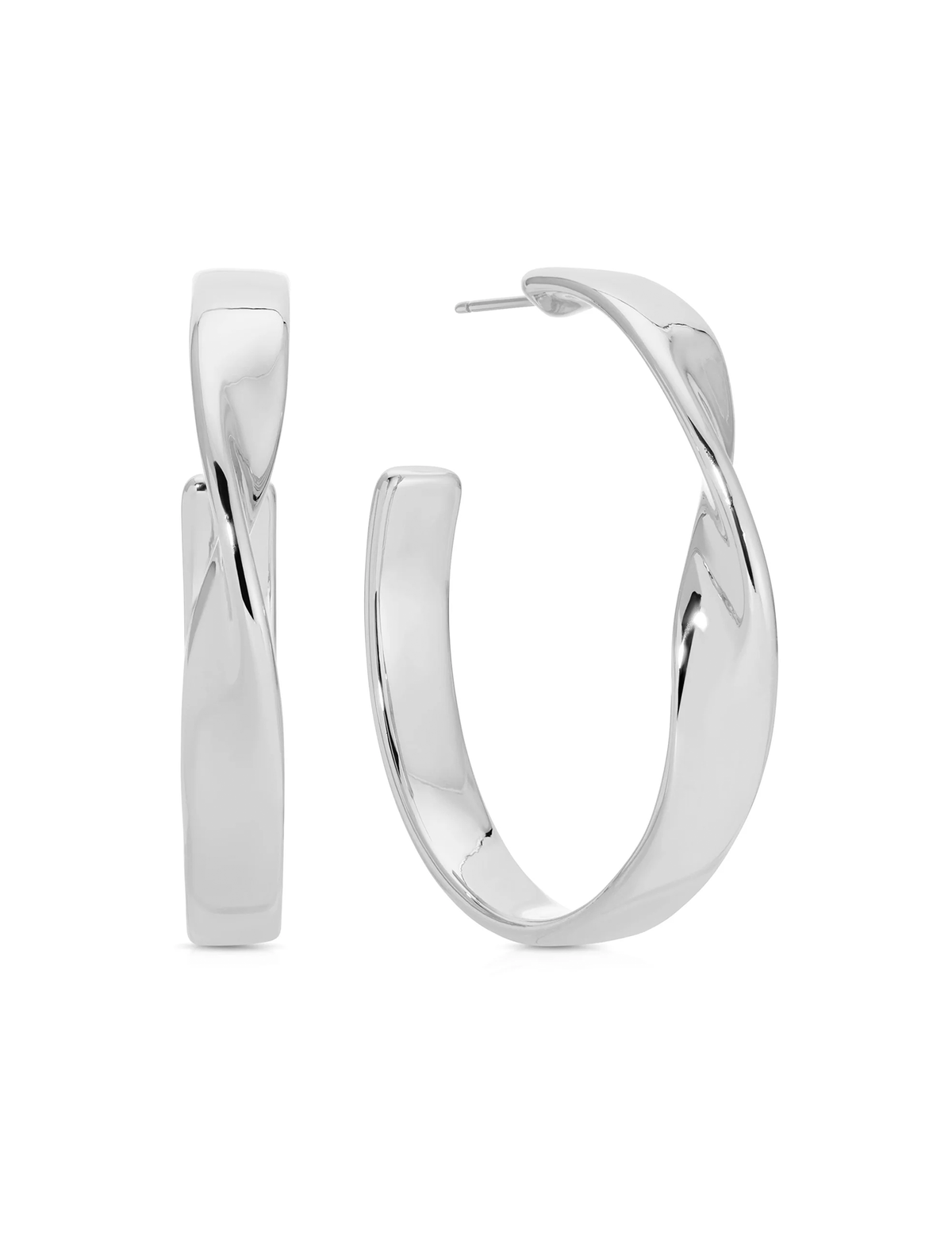 Heirloom Twist Medium Hoops, Silver
