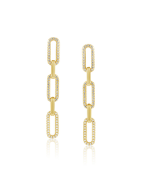 Morgan CZ Link Earrings, Gold