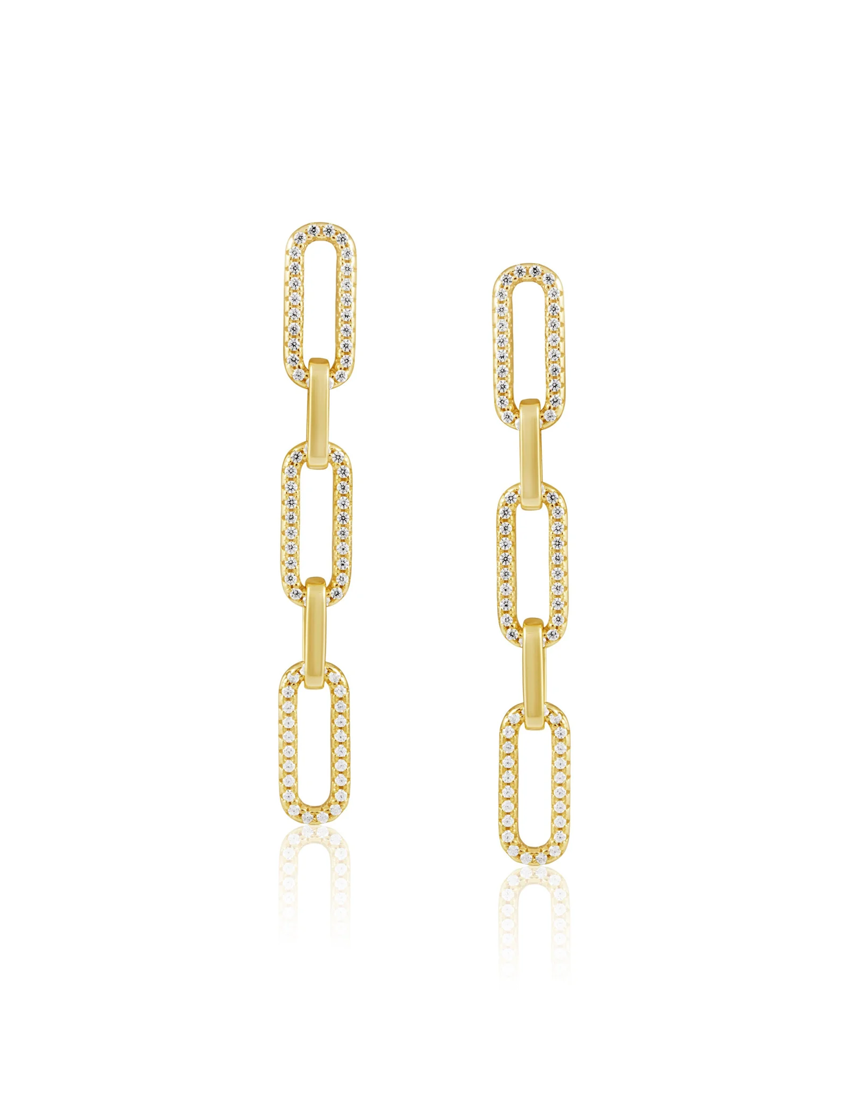 Morgan CZ Link Earrings, Gold