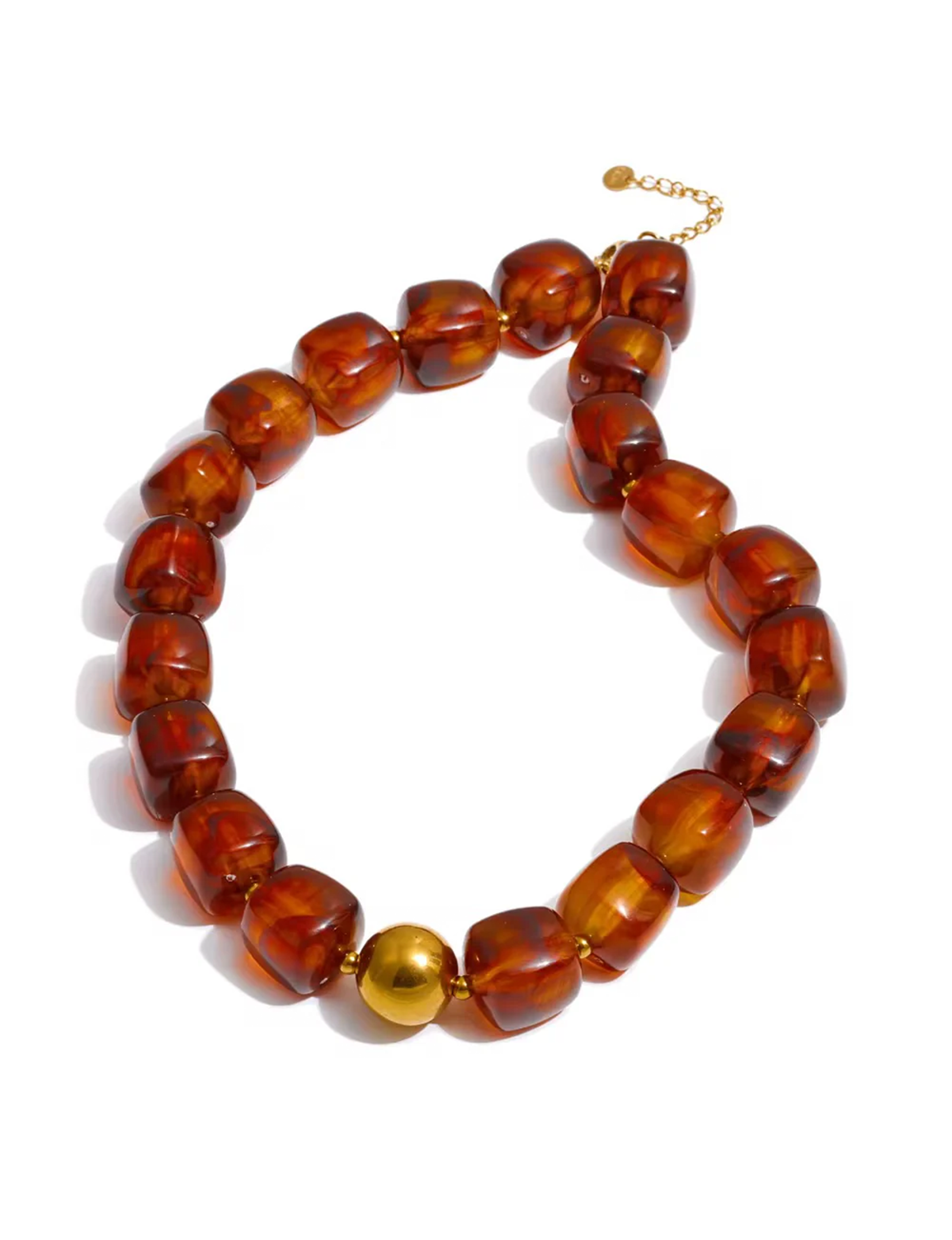 Pebbles Beaded Necklace, Brown