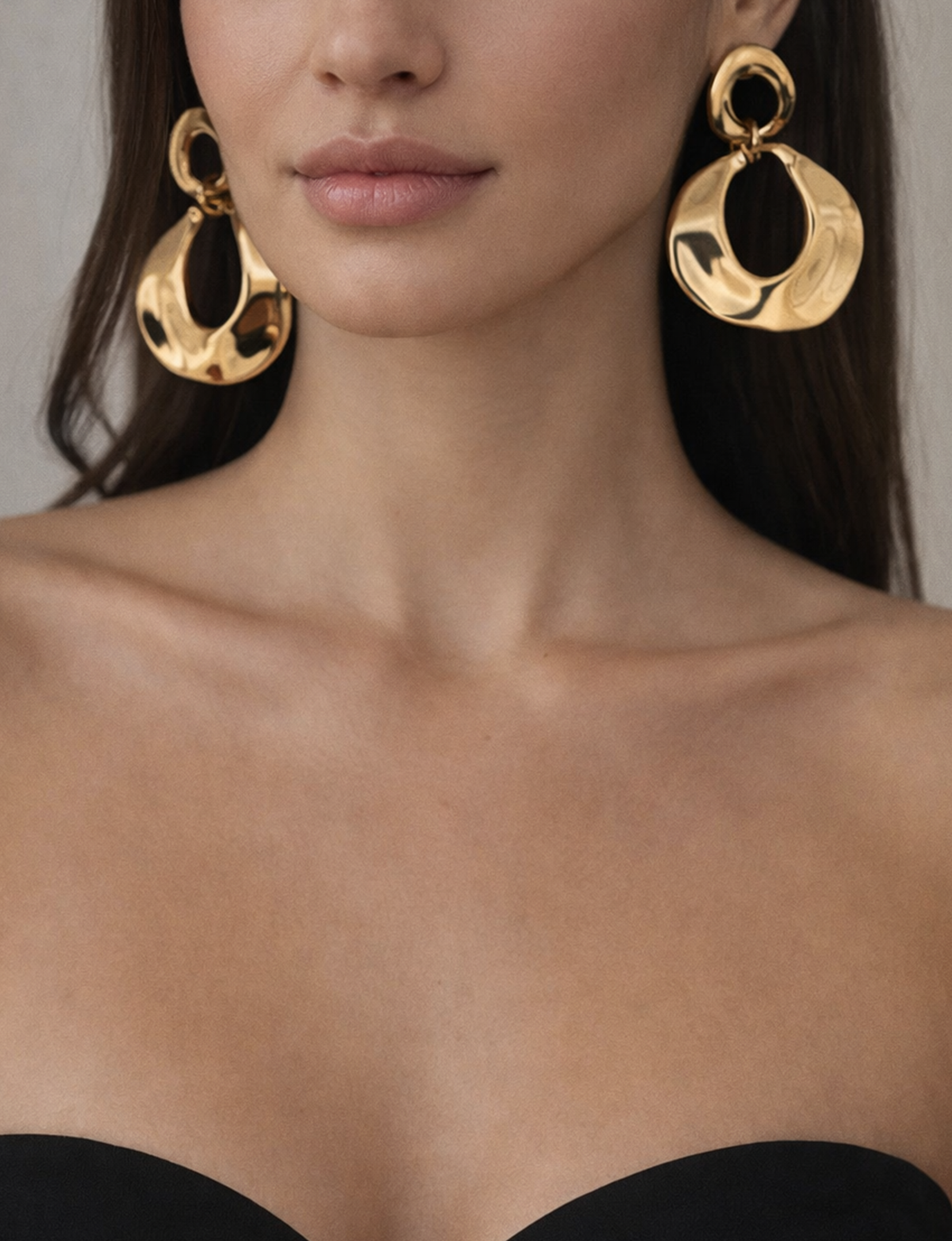 Oblong Hoops, Gold