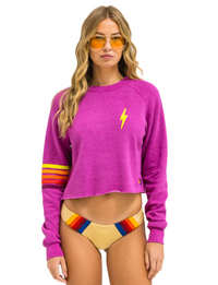 Stitch Bolt Rugby Crew Sweatshirt, Magenta/Orange Yellow