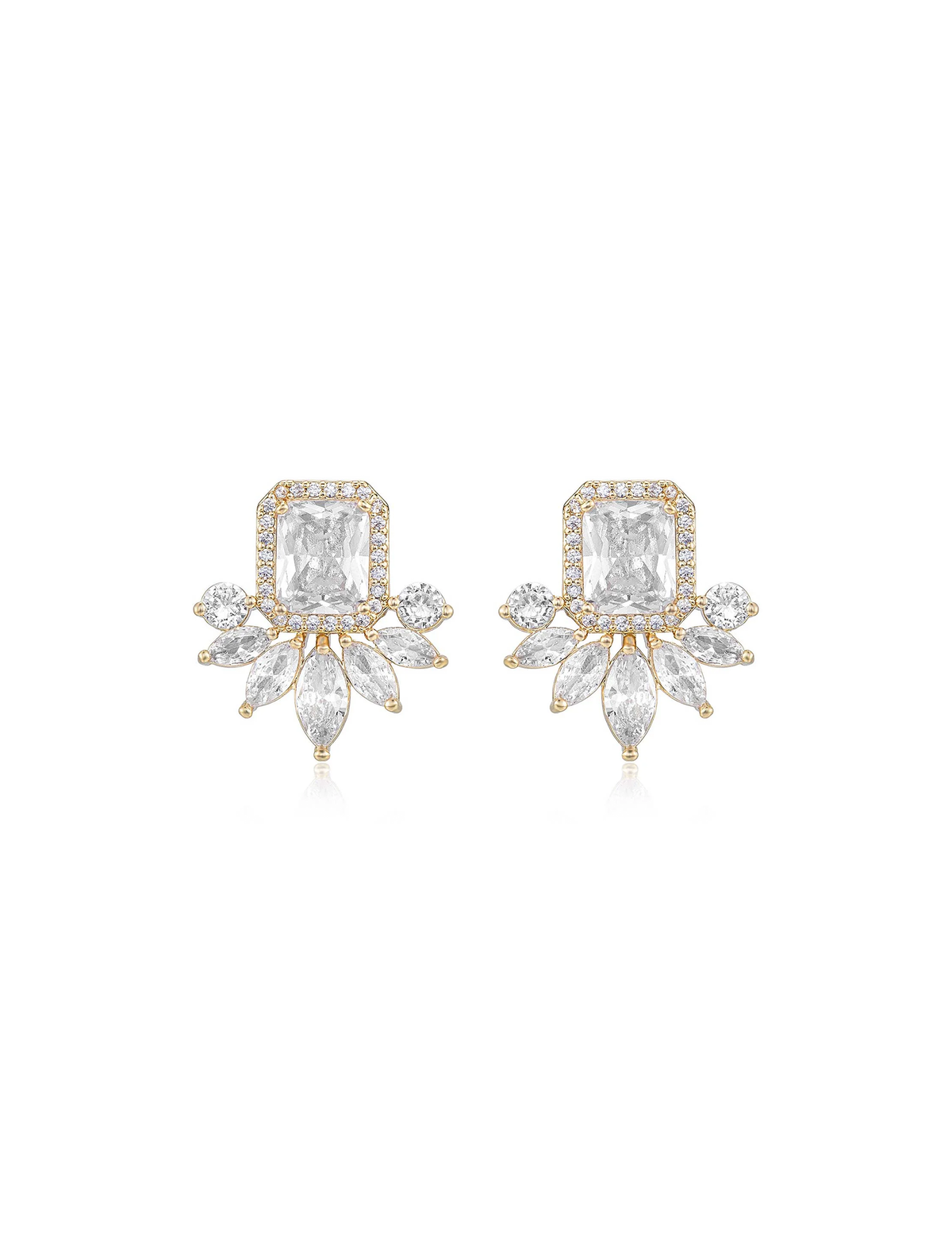 Shine Crystal Earrings, Gold