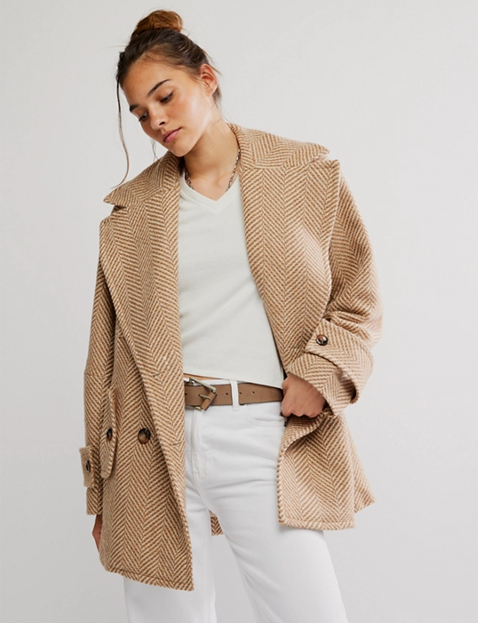 Ari Wool Peacoat, Tan