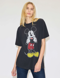Silly Mickey Boyfriend Tee, Washed Black