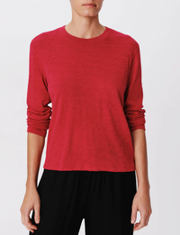 Slub Jersey Long Sleeve Crop Tee, Rubellite