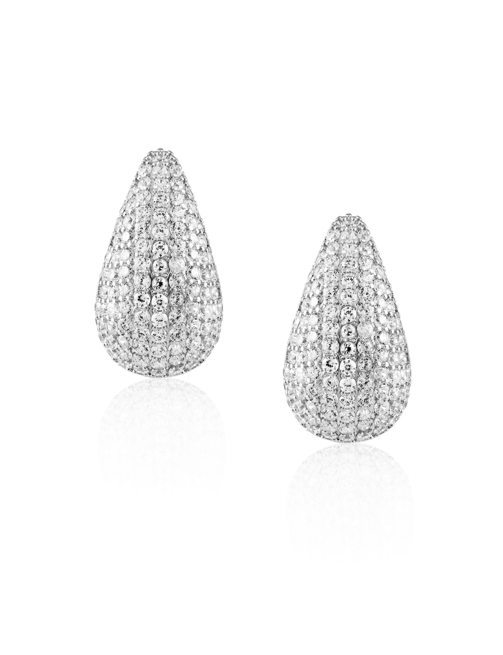 Celine Mini CZ Raindrop Earring, Silver