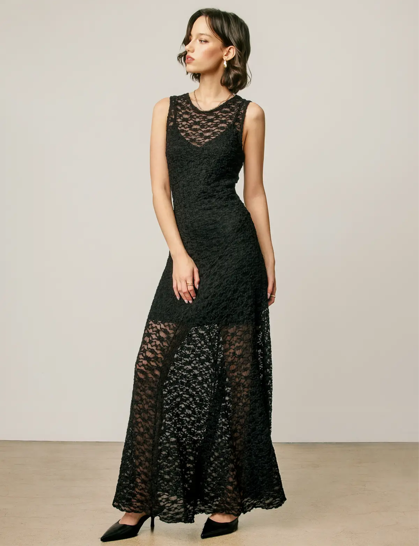 Carmen Lace Dress, Black