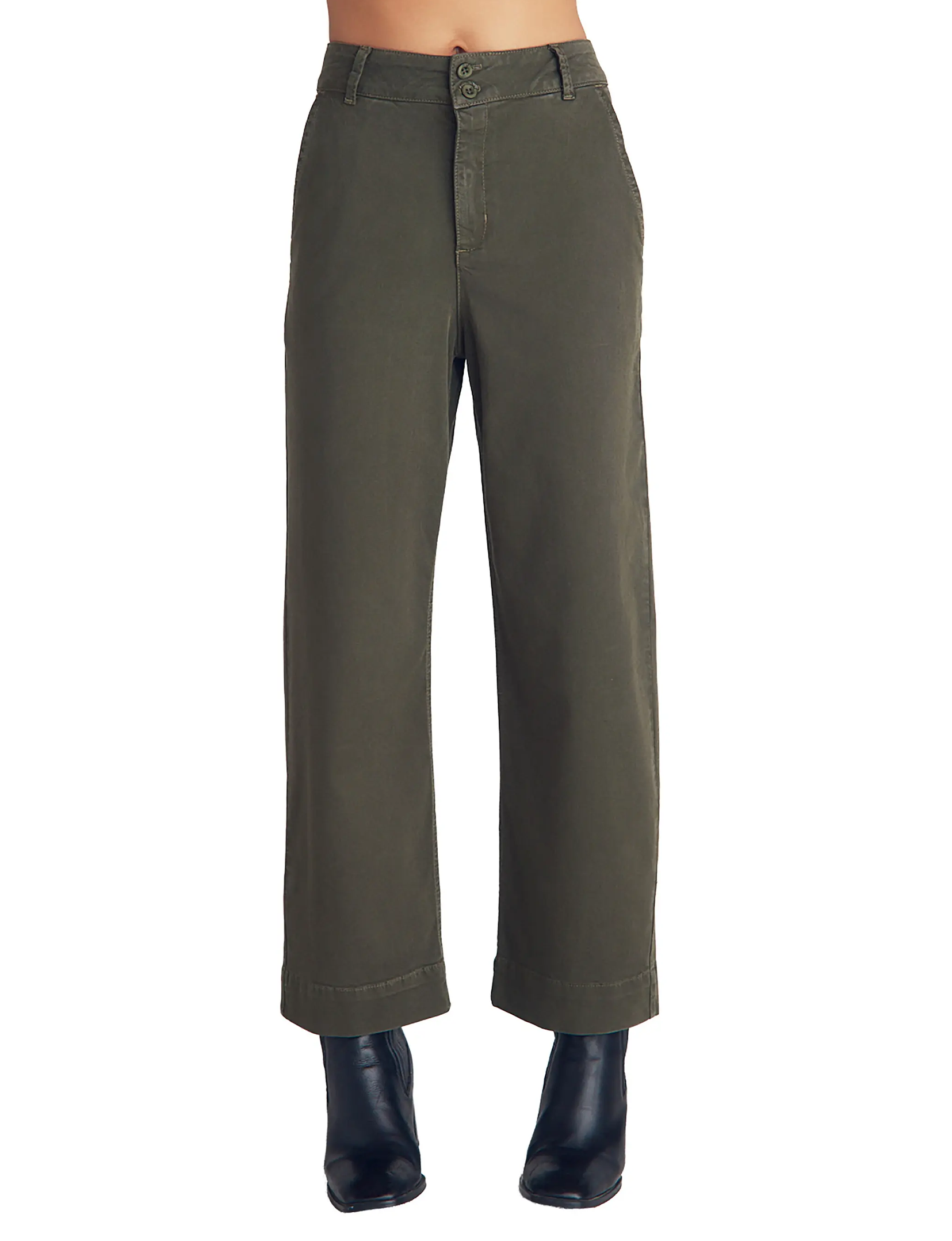 Saige Wide Leg Crop Pant, Forest Army