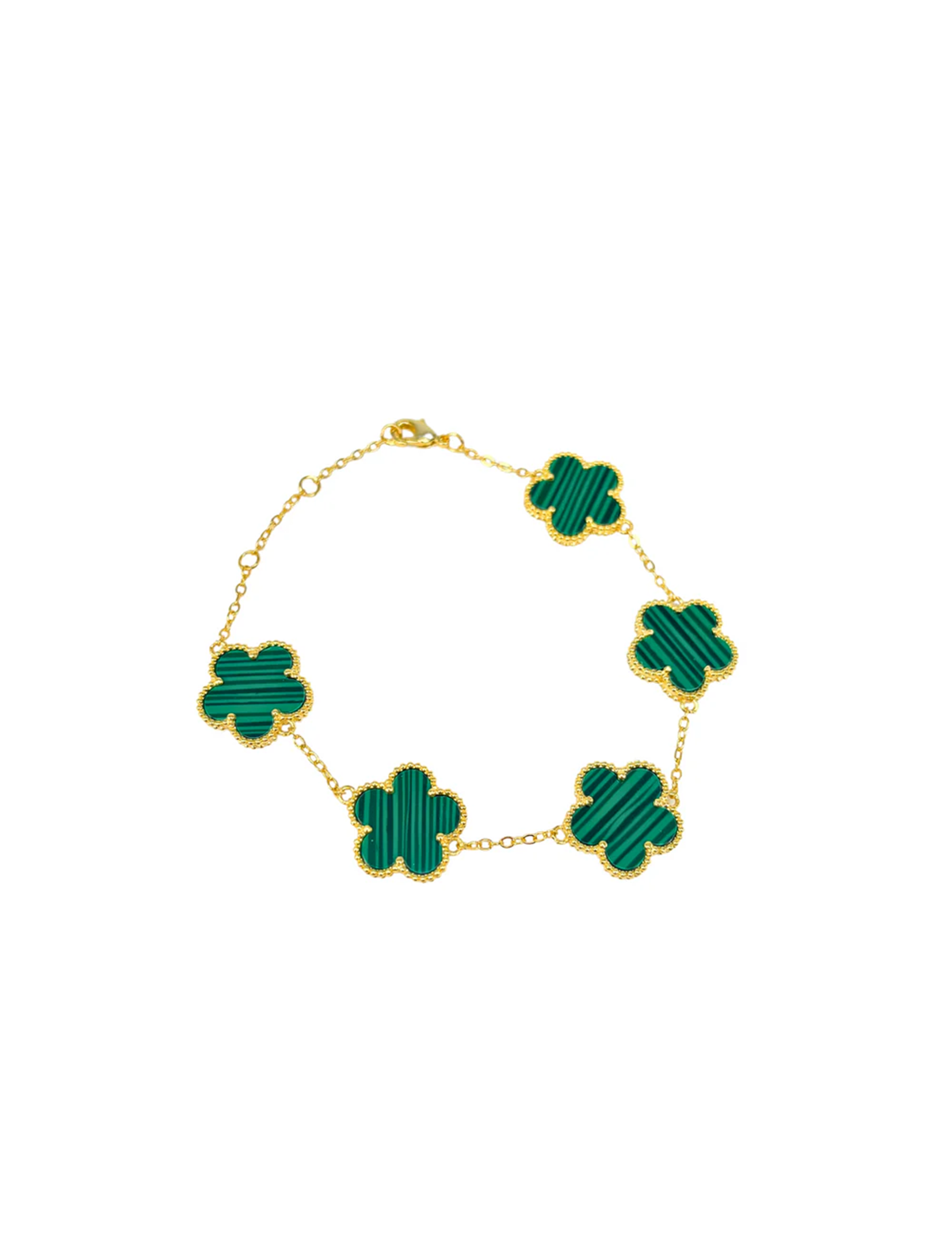 Adeline Clover Bracelet, Malachite Green