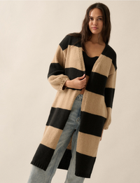 Colorblock Duster, Black/Taupe