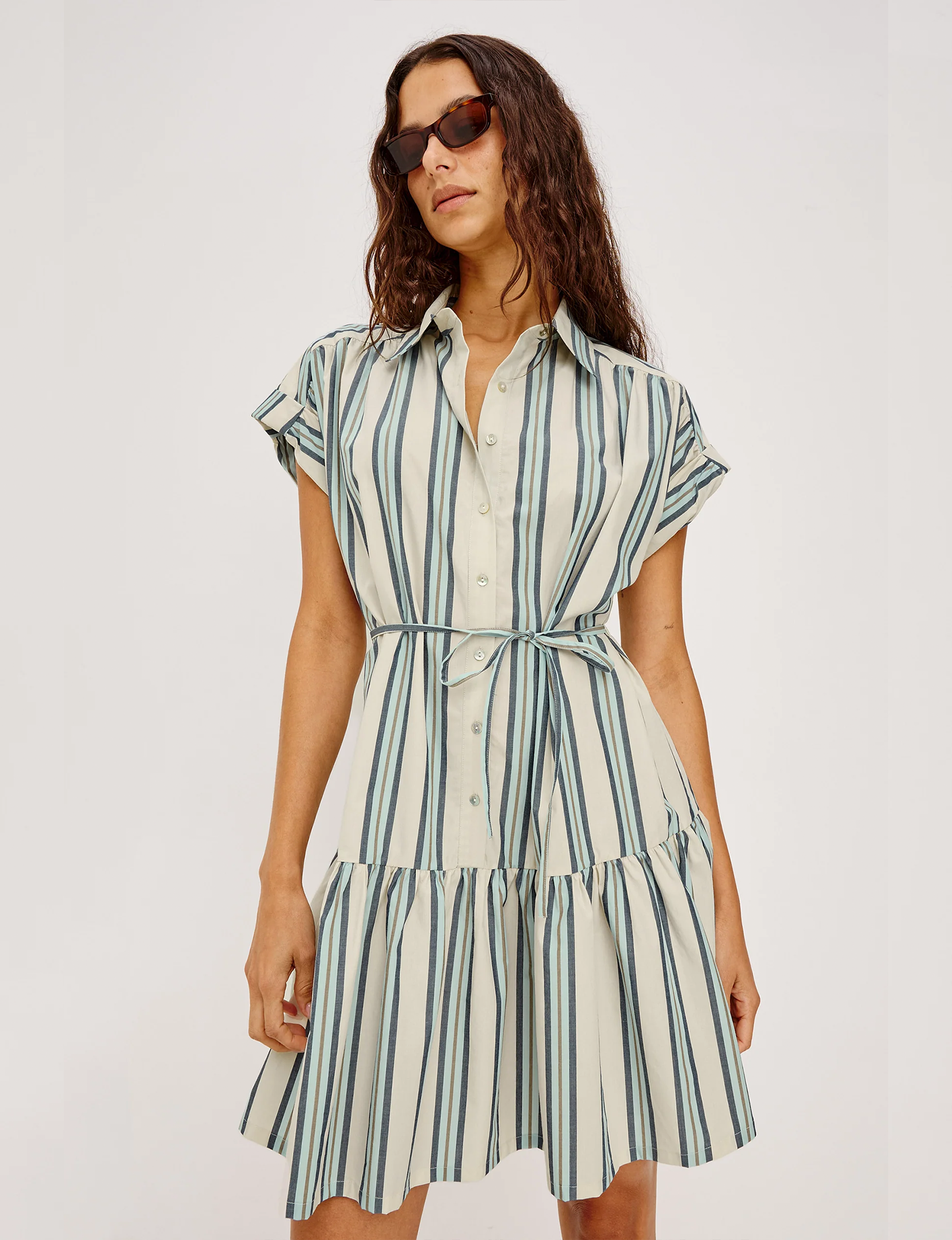 Evaline Dress, Marsala Stripe