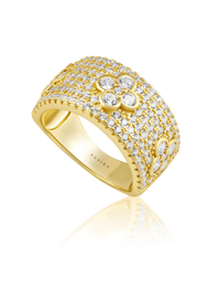 Elle Clover Pave Ring, Gold