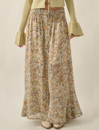 Floral Chiffon Maxi Skirt, Cream