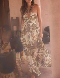 Floral Maxi Dress, Pale Blue/Green