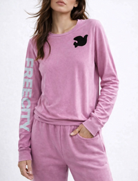 Artists Wanted L/S Tee, Pink Juice/Silver