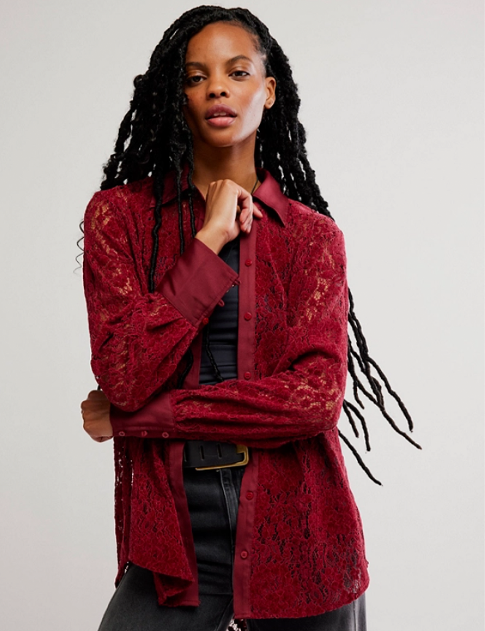 Faith Button Down Shirt, Cabernet