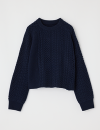 Panel Cable Pullover, Navy