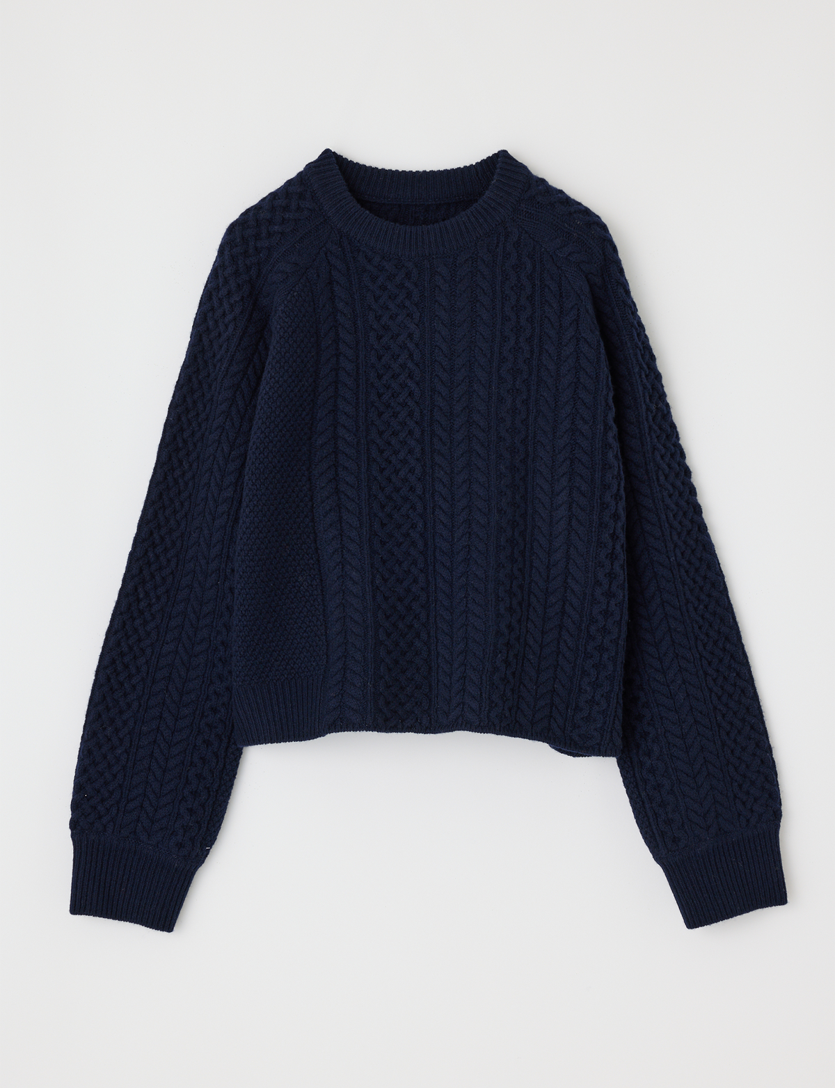 Panel Cable Pullover, Navy
