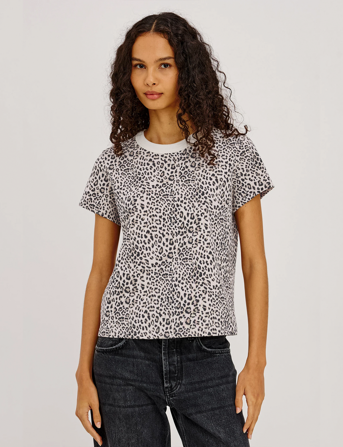 Girlfriend Tee, Ecru Cheetah