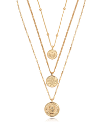 Three Coins Necklace Set, Gold