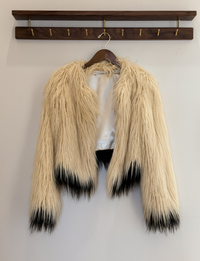 Twelfth Street By Cynthia Vincent Faux Fur Jacket, Cream/Black