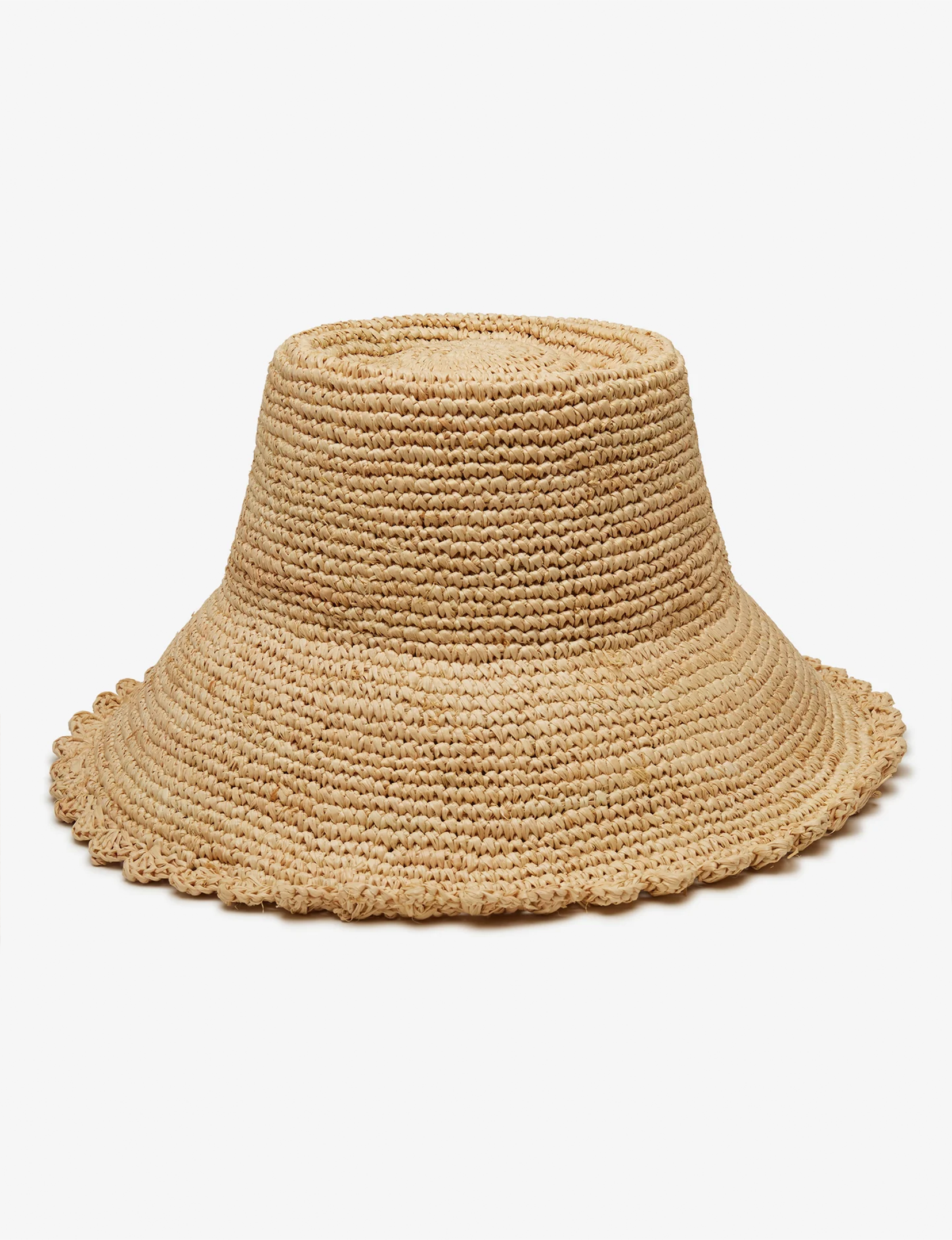 Lacey Raffia Bucket Hat, Natural