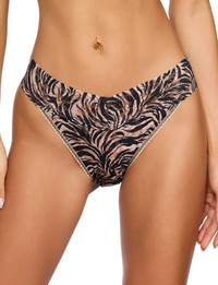 Printed Signature Lace Original Rise Thong, Wild Thing/Beige