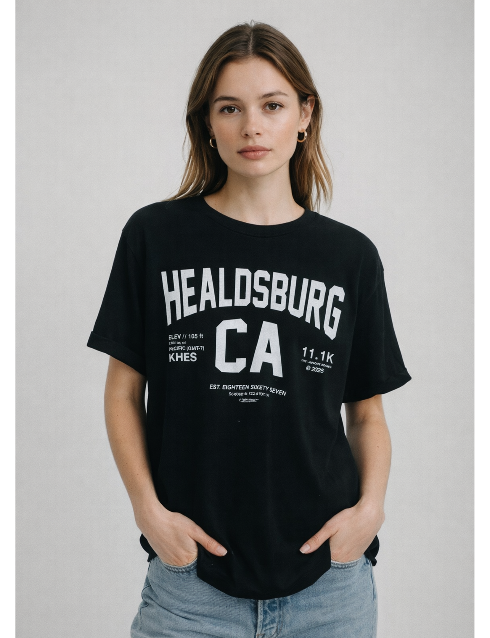 Healdsburg Oversized Tee, Black/White