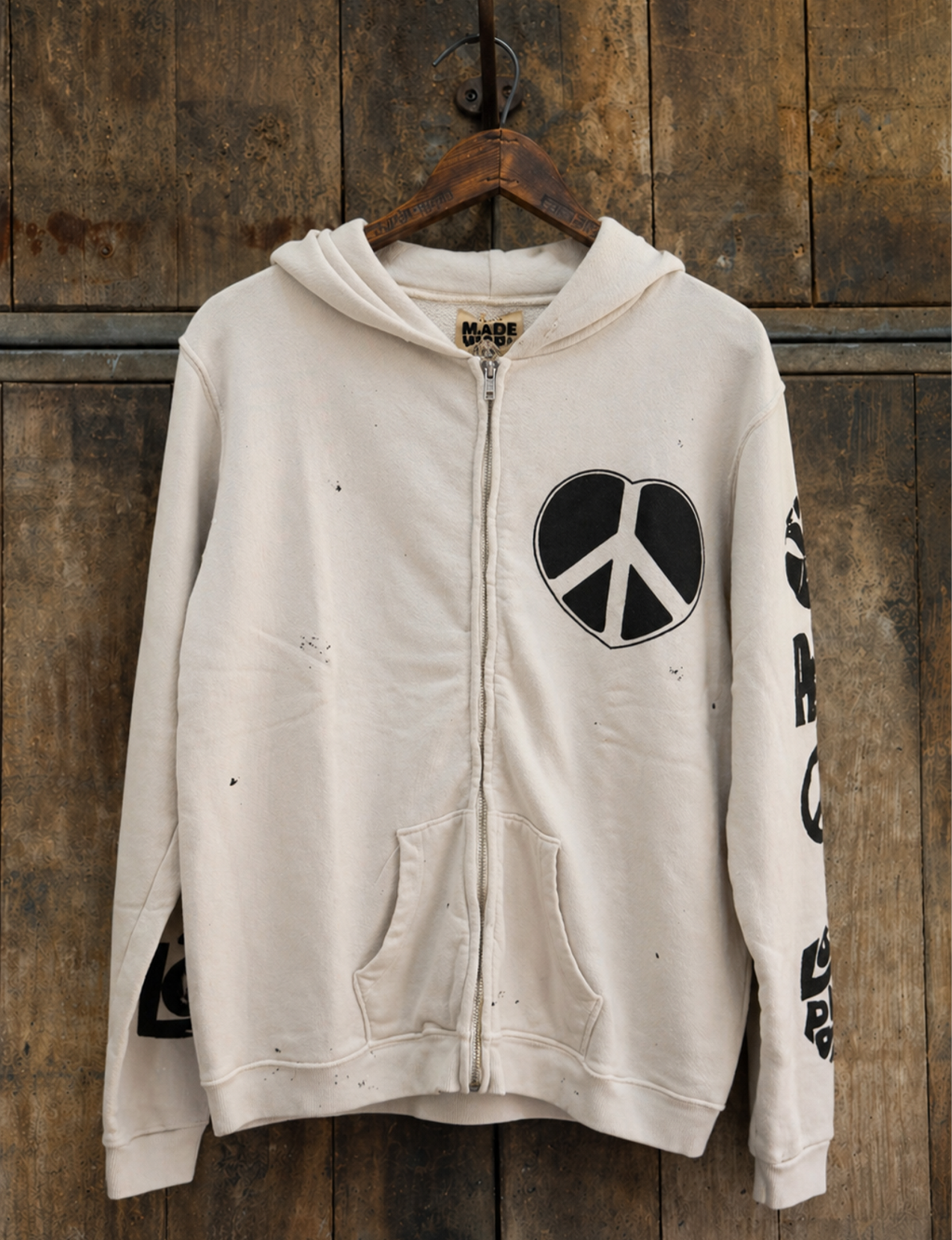Love Trip Hand Painted Zip Fleece, Vintage White