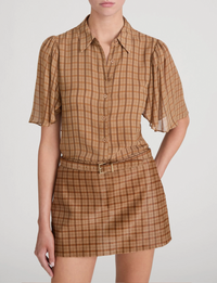 Flutter Shirt, Taupe/Multi Plaid