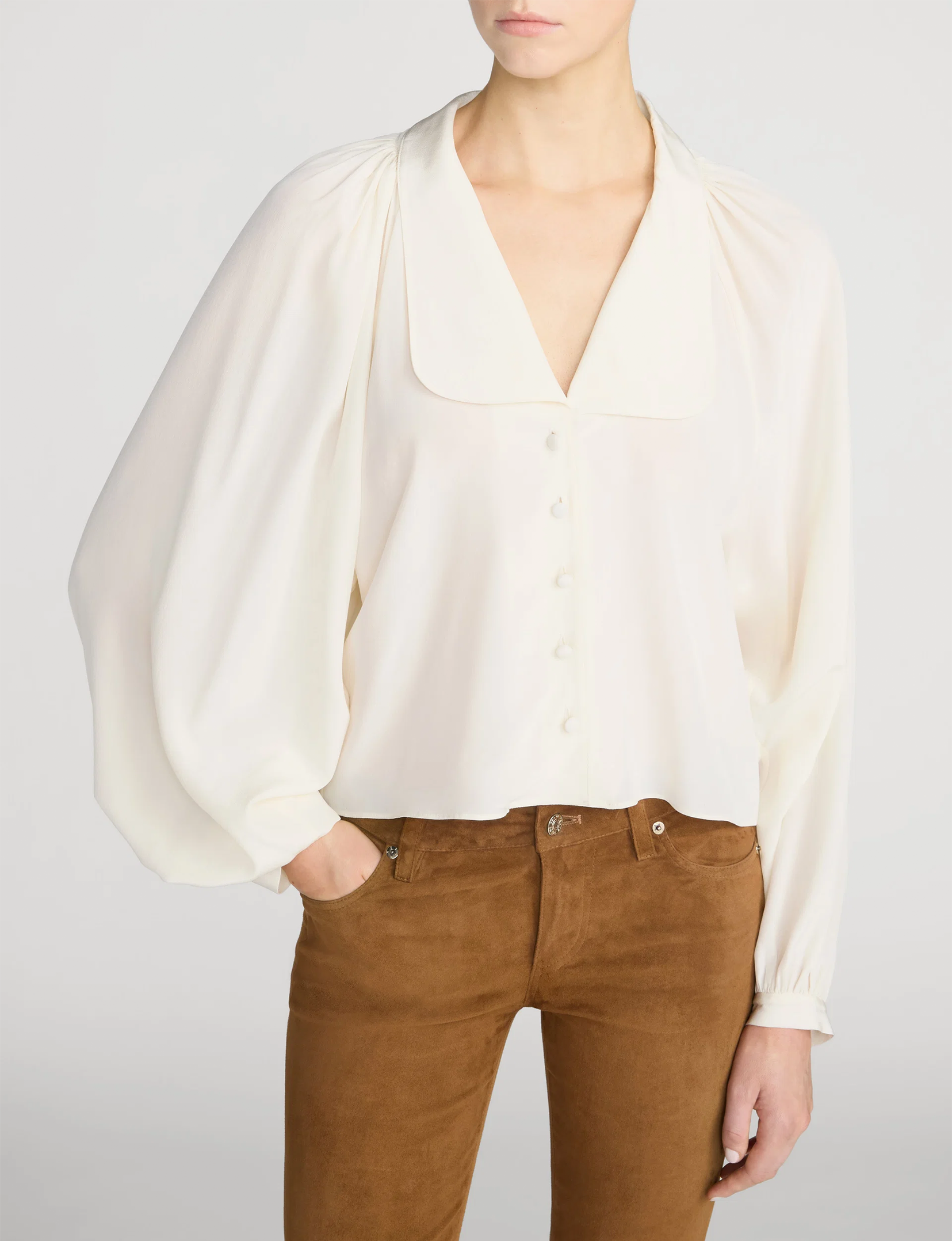 Silk Gala Shirt, Cream