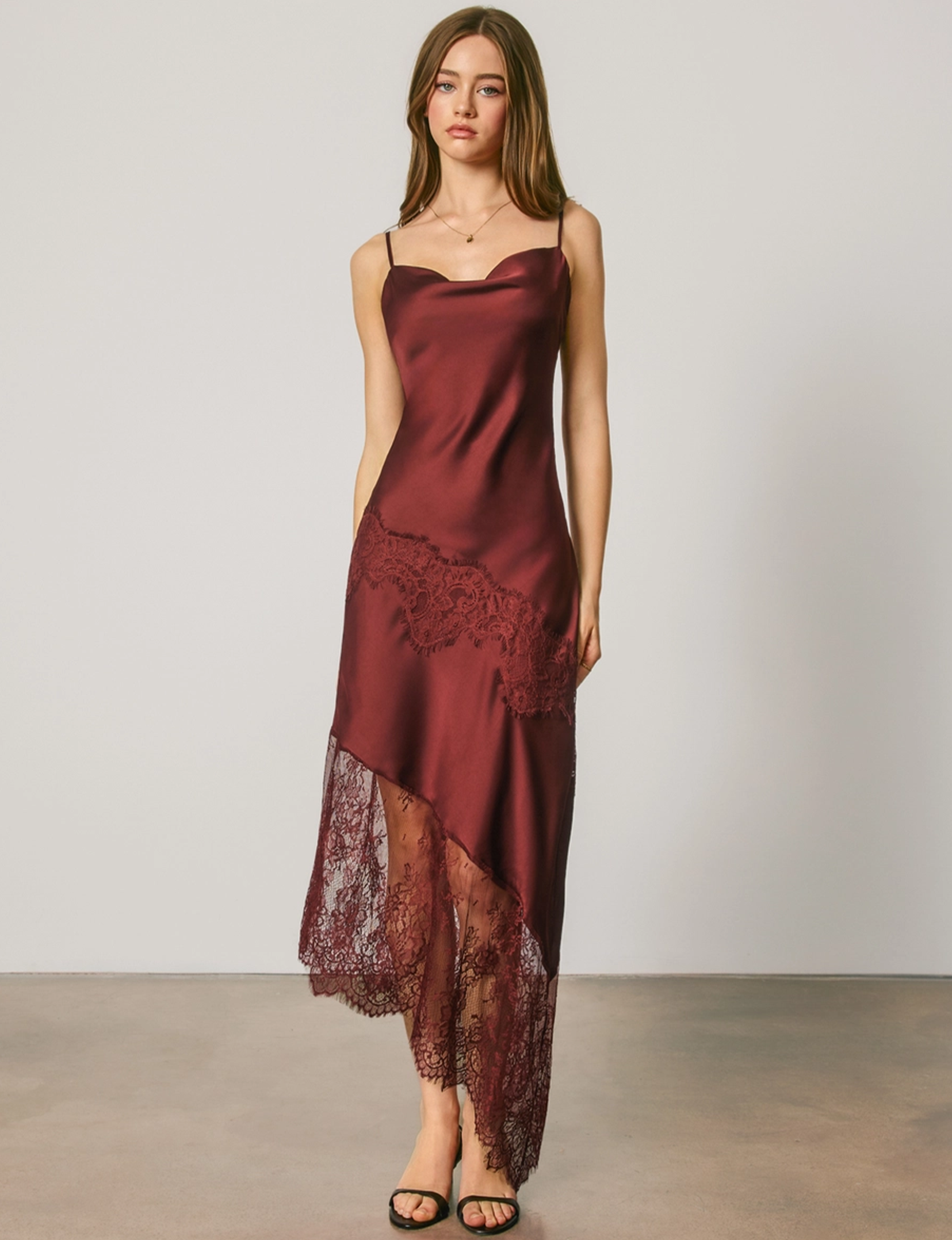 Askew Slip Dress, Wine