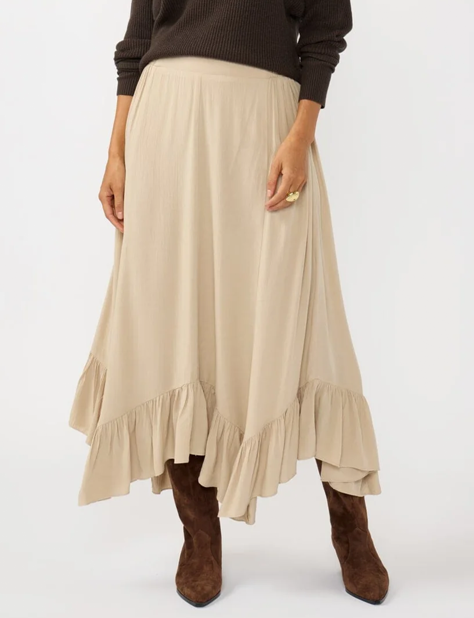 Bohemian Ruffle Skirt, Taupe