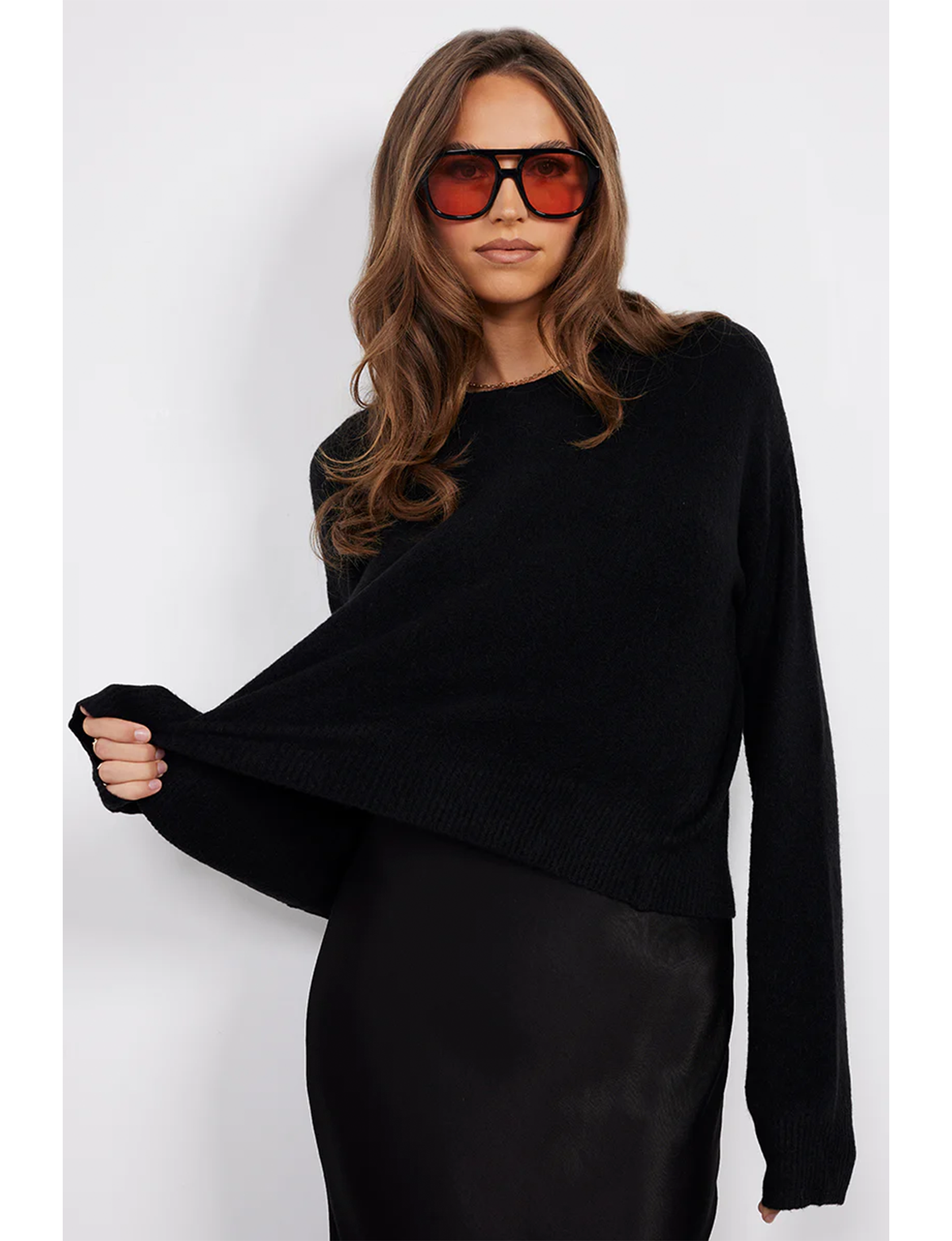 Morgan Boxy Sweater, Black