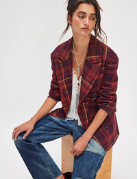 Dean Double Breasted Blazer, Plum/Combo